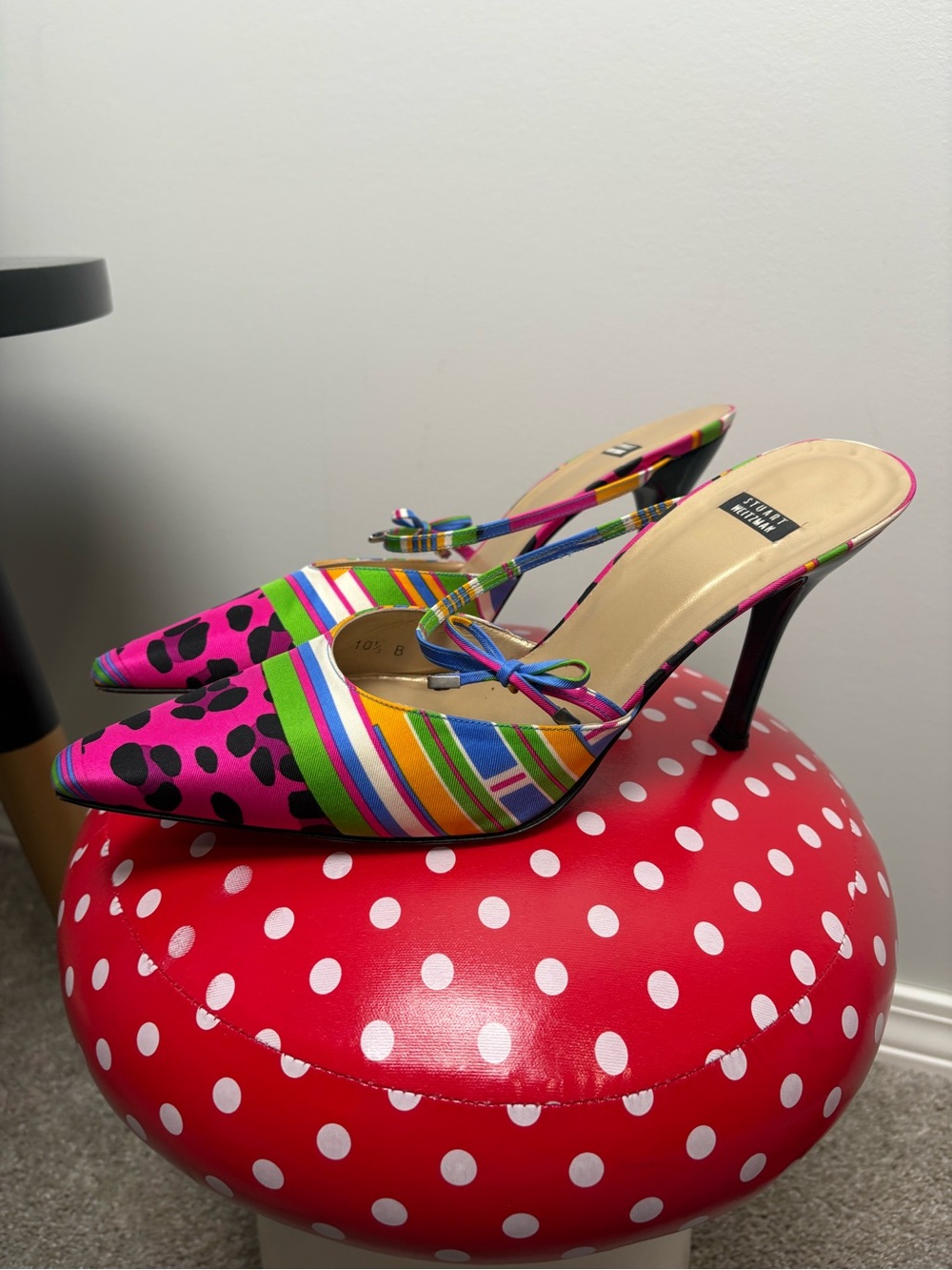 Stuart Weitzman Colorful Pattern Block Mule Heels - Picture 3 of 10